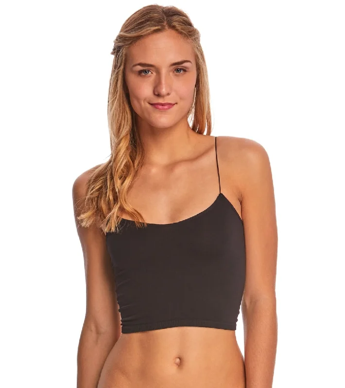 Free People Seamless Skinny Strap Crop Top Black