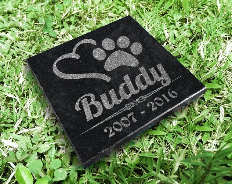 Dog or Cat Paw Print Heart Design | Grave Marker