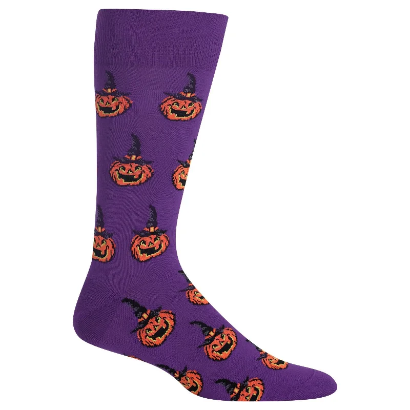 Hot Sox Mens Jack O Lantern Crew Socks