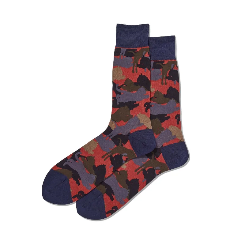 Hot Sox Mens Lion Camouflage Crew Socks