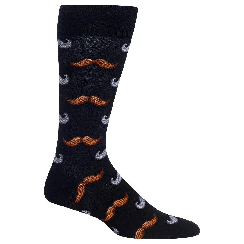 Hot Sox Mens Moustache Crew Socks