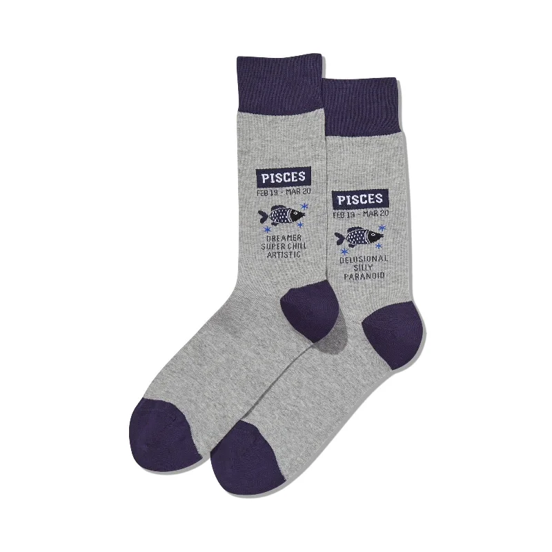 Hot Sox Mens Pisces Zodiac Crew Socks