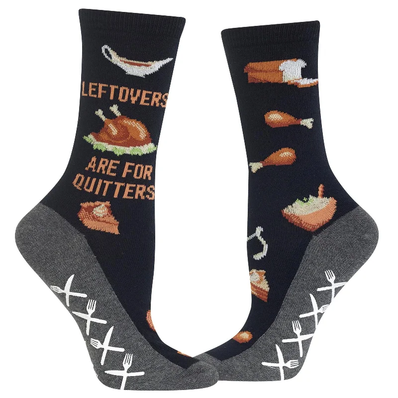 Hot Sox Womens Leftovers Are For Quitters Non Skid Crew Socks