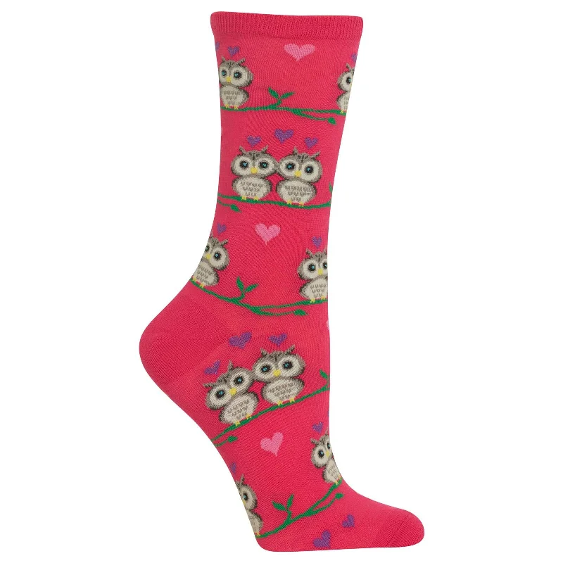 Hot Sox Womens Owl Love Crew Socks